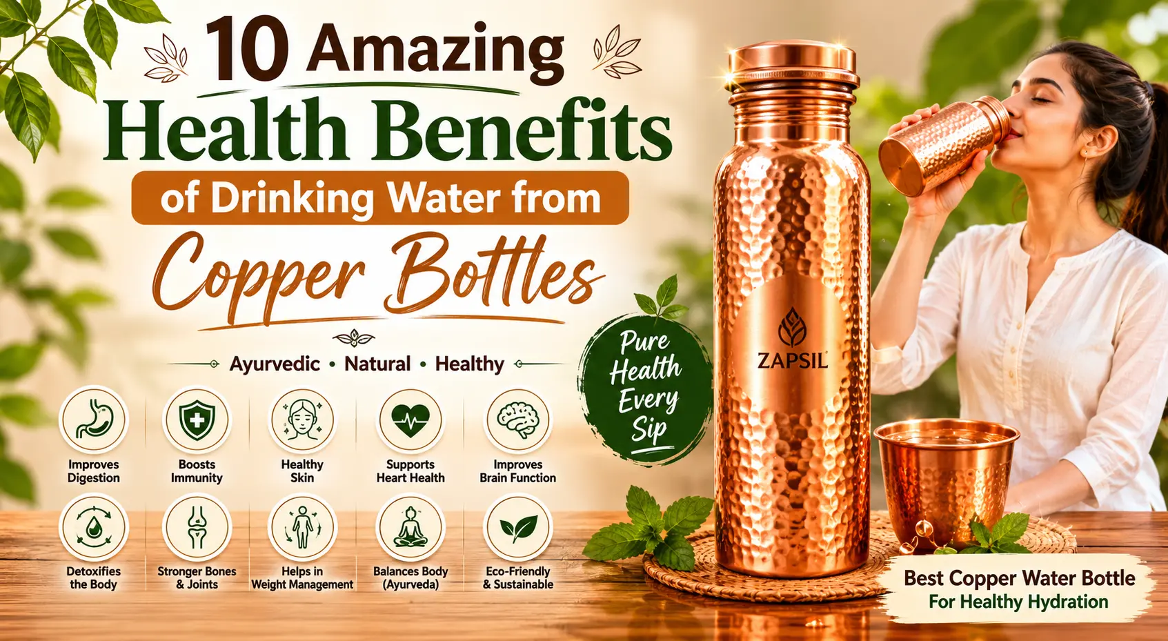 10 Amazing Health Benefits of Drinking Water from Copper Bottles