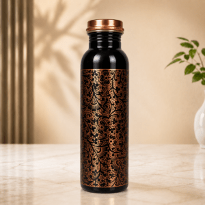 Zapsil Premium Black Engraved Copper Water Bottle