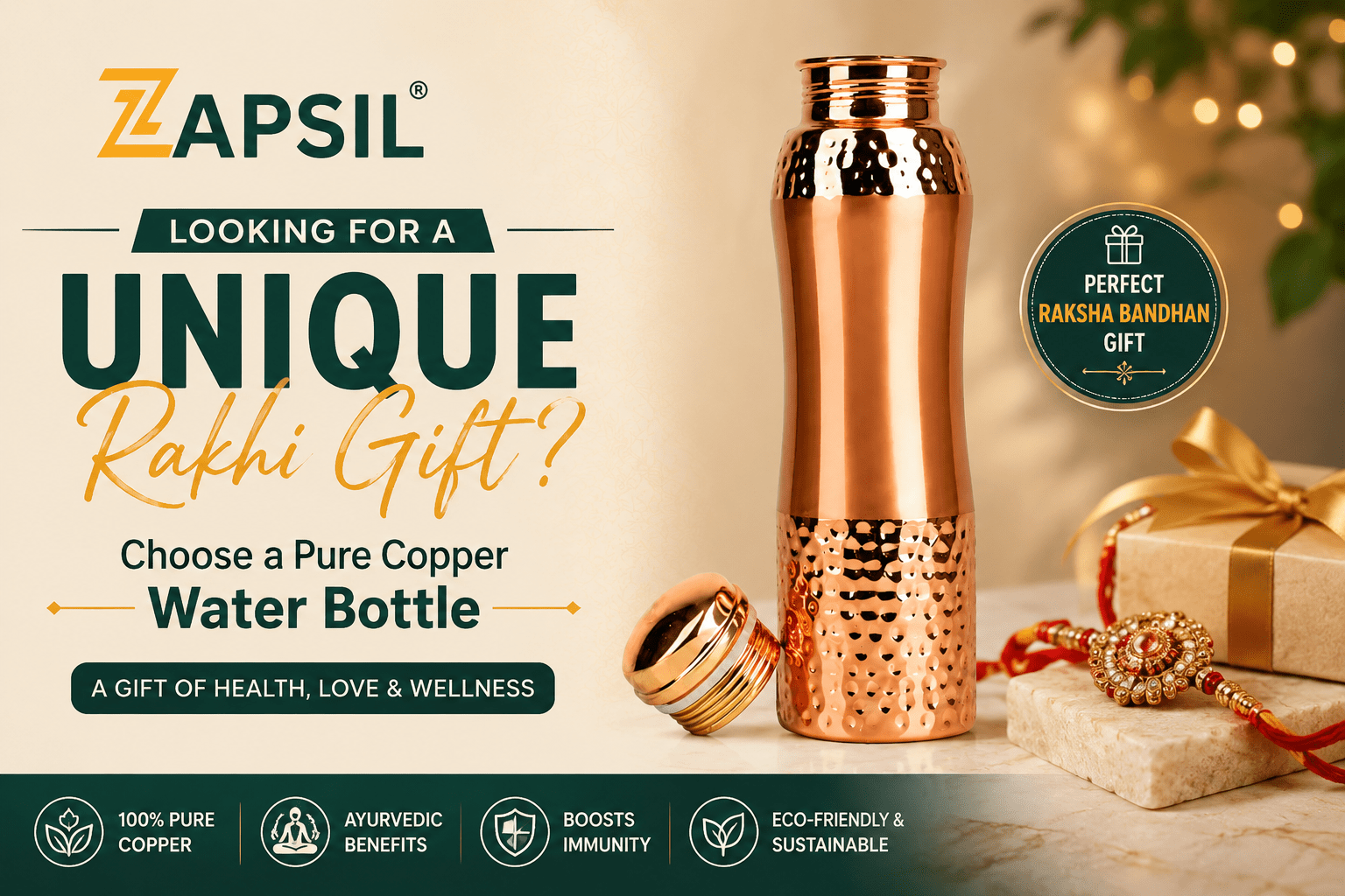 Looking for a Unique Rakhi Gift? Choose a Pure Copper Water Bottle by Zapsil